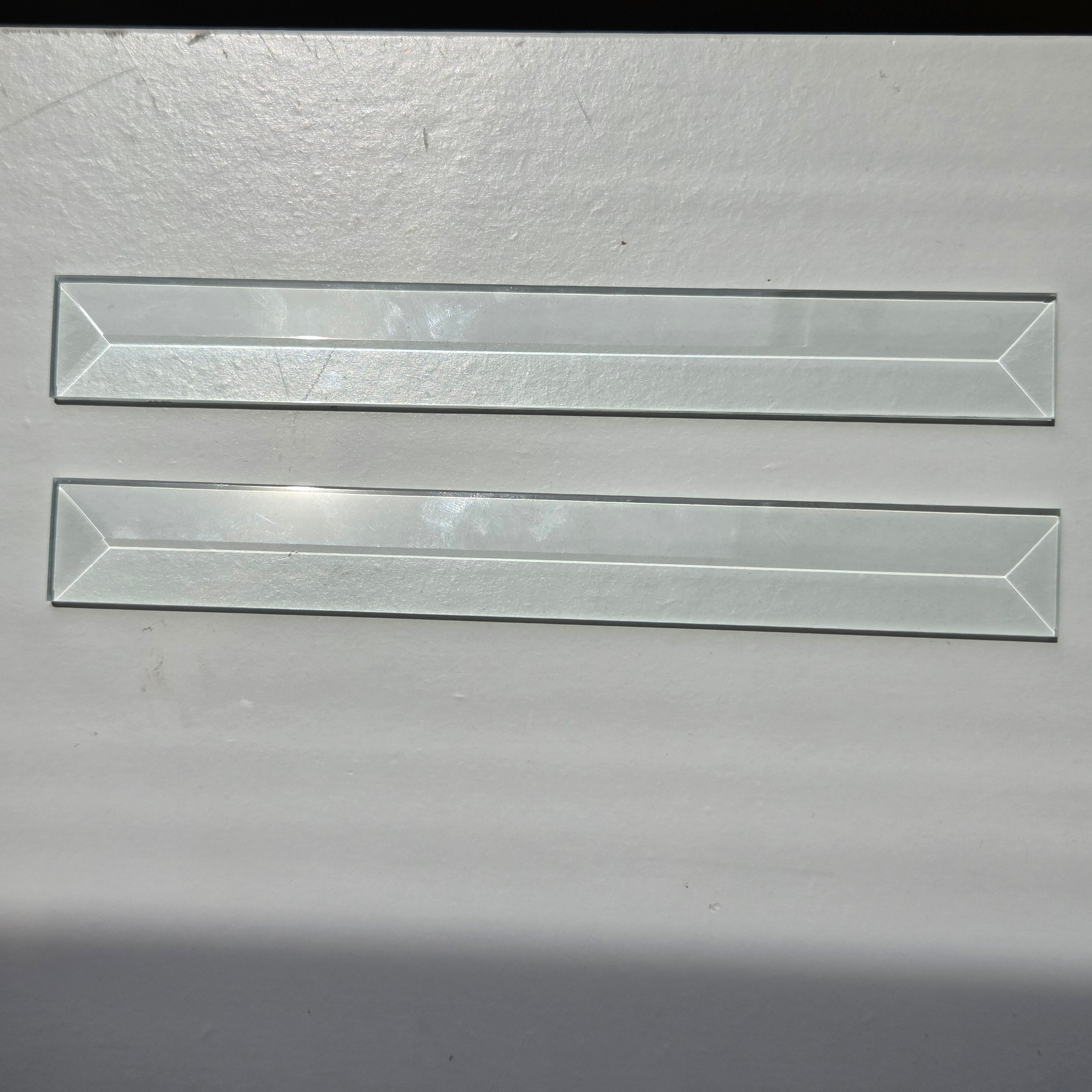 CLOSEOUT 1" x 8" Rectangle Clear Beveled Glass (1 inch x 8 inch) | 2 Pack